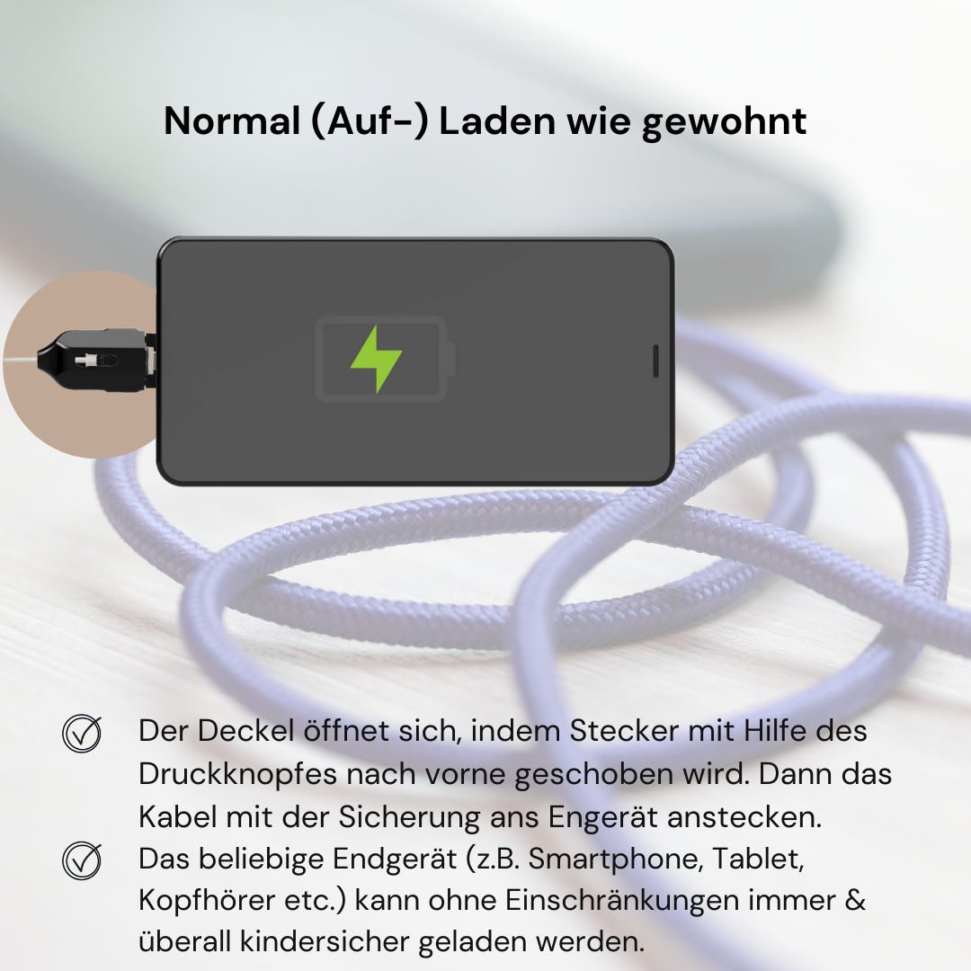 Kindersicheres Ladekabel I Typ USB-C zu USB-C Kabel I 1 m I Schwarz