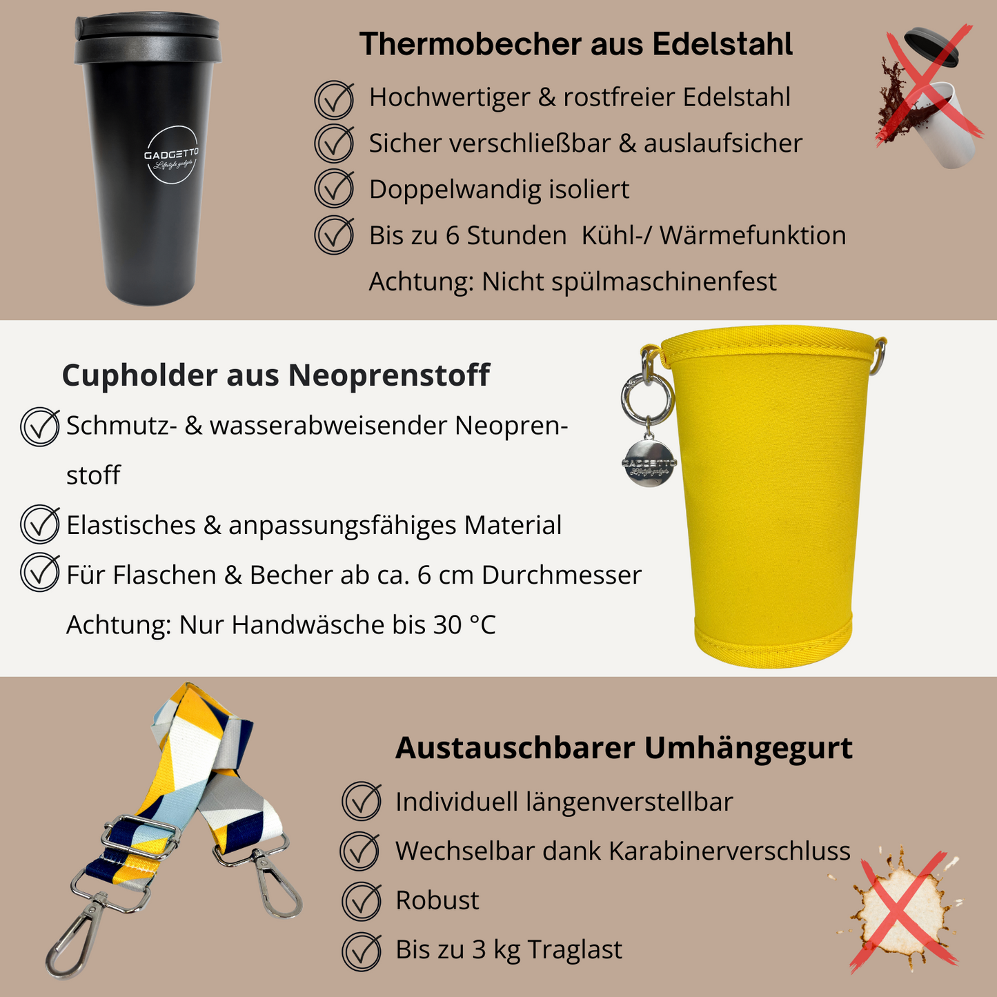 Cupholder Set 3-teilig (inkl. Thermobecher)