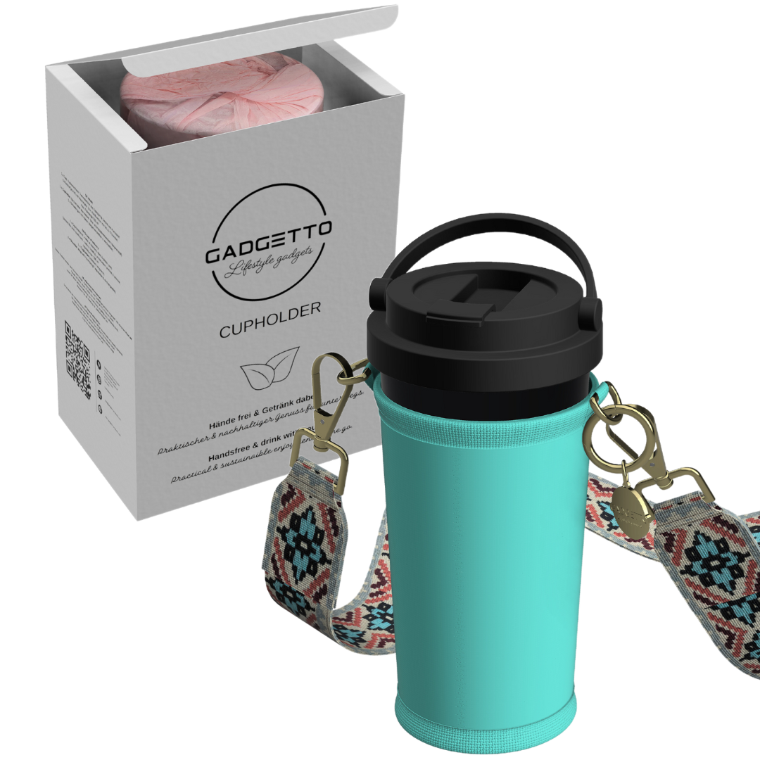 Porte-gobelet Avec Bandoulière - Gobelet Isotherme 500ml - Néoprène - Main Libre - Style Pratique